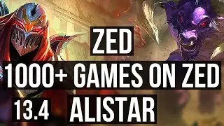 ZED vs ALISTAR (MID) | 12/0/4, 2.6M mastery, Legendary, 1000+ games | KR Master | 13.4