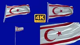 Northern Cyprus flag blue screen 4k