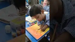 A small handicapped boy with his talent #shorts #talent #handicraft #handicapped #drawing #painting