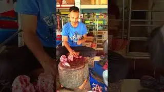 Goat skull bone meat cutting style by Bangladeshi left handed expert Sujon Vai