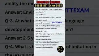 DSSSB NTT Most Asked Questions | NTT Exam Question #nttstudymaterial #nttexamtips  #nurseryteacher