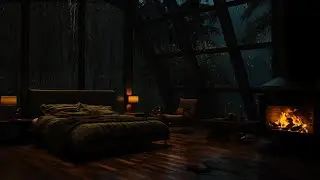 Peaceful Soft Rainstorm for Deep Cozy Sleep | Warm Cabin & Gentle Thunder