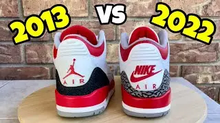 Air Jordan 3 Fire Red Comparison 2013 vs 2022