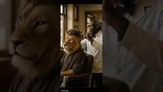 Chimp barber styles lion&rsquo;s hair? 🐵✂️🦁 | シンパンジーがライオンのヘアカット？ | 침팬지 이발사가 사자 머리 스타일링 할까?