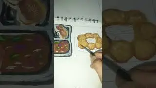 panipuri drawing realistic ❤ Indian street food drawing series 😊 #shorts #viral #trending