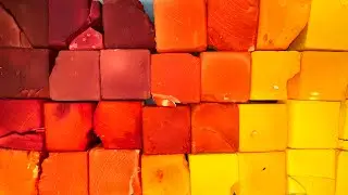 36 Red to Yellow Dyed Gym Chalk Blocks | ASMR