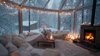 Snowy Evening Lounge ❄️ Smooth Piano Melodies Blended with Cozy Fireplace Crackles