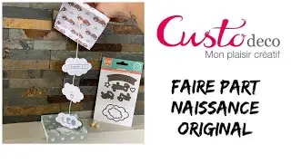 Faire part de naissance original dans une boîte DT custodeco avec nouveautés Artemio Scrapbooking
