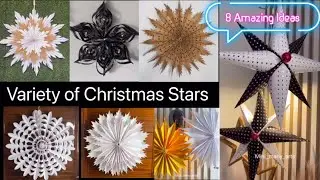 8 Amazing paper Stars ideas|Variety Christmas Stars|paper Stars|paper snowflake #youtubevideo