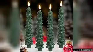 2pc/4pcs Christmas Tree LED Flameless Candles Light with 3D Flame Wick Green LED Candlesticks  Opera