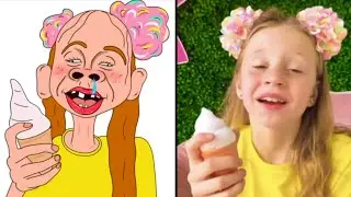 Nastya&rsquo;s Ice Cream Gone Wild 🍦🤣 Funniest Eating Moments | Meme Drawing Editio