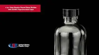 4 oz Clear Boston Round Glass Bottles with 22/400 Caps | U.S. Plastic Corporation&reg;