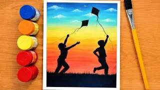 Beautiful Sankranti Poster Colour Painting / Easy For Beginners / Happy Sankranti Drawing 