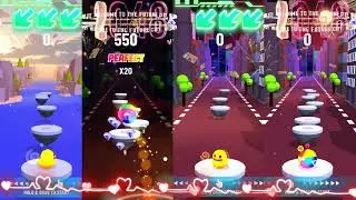 Hop ball 3D - Rubber duck ball VS Beach ball, space mood, neon hurts