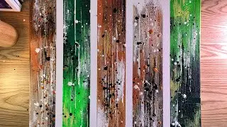 Modern Gold & Green Abstract Painting Demonstration | Creating Streaks Texture By Paper Technique