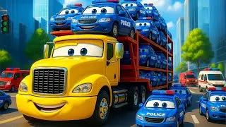 Giant Car Carrier Delivers a Full Police Fleet! 🚓🚚 City Adventure Begins! | Funny Vehicles Animation