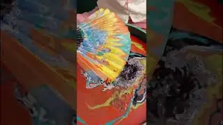Fiery Rainbow: Red & Yellow Hydro-Dipped Fan  #hydrodipping #artinspired #handcraftedfashion