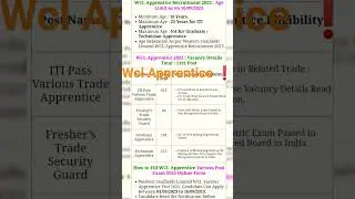 @#WCL Apprentice vacancy# 2023❗post-1191🤞