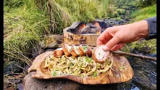 Only for pasta lovers l Special chicken alfredo pasta l Amazingly cooked in mountains l in Japan