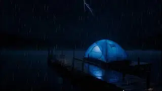 Deep Sleep Distant Thunderstorm Tent on the Lake Dock Sounds
