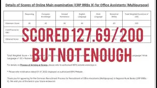 My IBPS RRB Clerk Mains 2021 Scorecard😒🧘&zwj;♂️🧘&zwj;♀️(missed cutoff by 1.18mark)||IBPSRRBCLERK||#rrbclerk