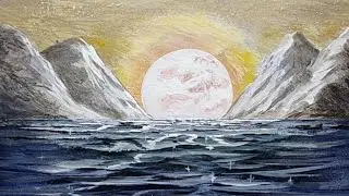 seacape acrylic painting/sunset on the sea