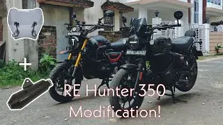 RE Hunter 350 modification || Tvs Ronin windshield + powerrage exhaust ||