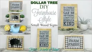 DOLLAR TREE DIY | FARMHOUSE STYLE  SMALL WOOD SIGNS | HOME DECOR ON A BUDGET
