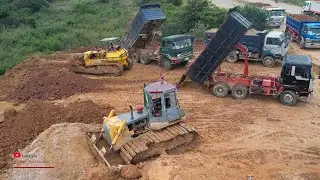 Extreme Dozer Equipment Moving Soils Activities Jobs Dump Truck Unloading Awesome