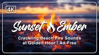 Sunset Ember | Crackling Beach Fire Sounds at Golden Hour | Ad-Free