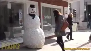 Funny Snowman prank - funny video of snowman prank