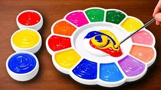 How To 16 Create New Colors Using 3 Primary Acrylic Paint - Satisfying Color Mixing