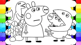 George Pig is wearing a dinosaur mask Drawing Easy, Peppa Pig Drawing, Peppa Pig Coloring, Peppa Pig