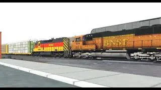 NERR SD40 1545 pulling an autorack train with a fouled RS3K