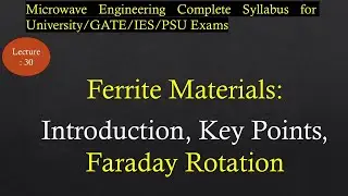 Ferrite Materials: Introduction, Key Points, Faraday Rotation |Microwave Engineering |R K Classes|30