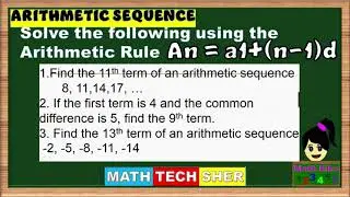 Solve Arithmetic Sequence Problems Using the Formula An = a₁ + (n&minus;1)d . Find the common difference