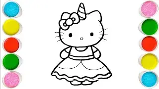 Cute Unicorn Hello Kitty Drawing, Painting and Coloring For Kids and Toddlers_ Child Art 