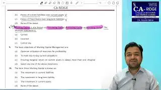 CA INTER FM- MCQ PRACTICE- CHAPTER WORKING CAPITAL