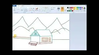 Beautiful Snowy Hills with Home | Paint Drawing