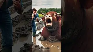 Brown cow stuck in mud #cow #sadcow #shorts