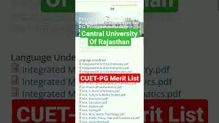CUET-PG Merit List Released in Central University of Rajasthan || #curaj#cuetpg22 @economicsverse