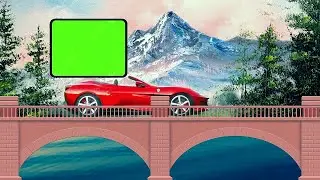 Moving Car 3D Green Screen Frame