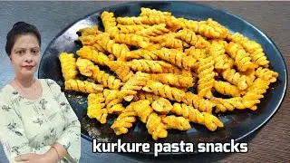 Pasta Snacks Recipe // Diwali Snacks // Masala Kurkure Pasta Namkeen // Easy Crunchy Snacks //