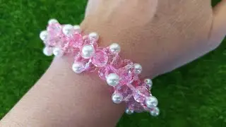 Bracciale con Perle ad Uncinetto 💕 Crochet Bracelet Pearl 💐 Brazalete perlas crochet Pulsera crochet
