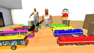 FRANKLIN VS TINY HORROR TRAIN | HORROR JCB BUS VS HORROR TRAIN - INDIAN BIKE DRIVING 3D