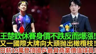 王楚欽休賽身價不跌反而爆漲！又一國際大牌向大頭抛出橄欖枝！日薪19萬登頂國乒最具商業價值球員！#王楚欽 #孫穎莎 #国球乒乓 #pingpong