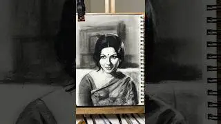 Charcoal Art | Sharmila Tagore Portrait Drawing #art #sketch #charcoal al