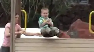 Little Kid Screams after Falling on Playground Zip Line