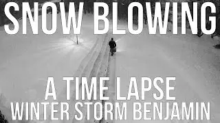 Storm Benjamin Snow Blowing from Second Story | Driveway Clearing Timelapse | 4K