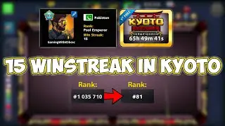15 Winstreak while playing KYOTO Temple Championship - Top 100 - 8 Ball Pool - Gaming With K
